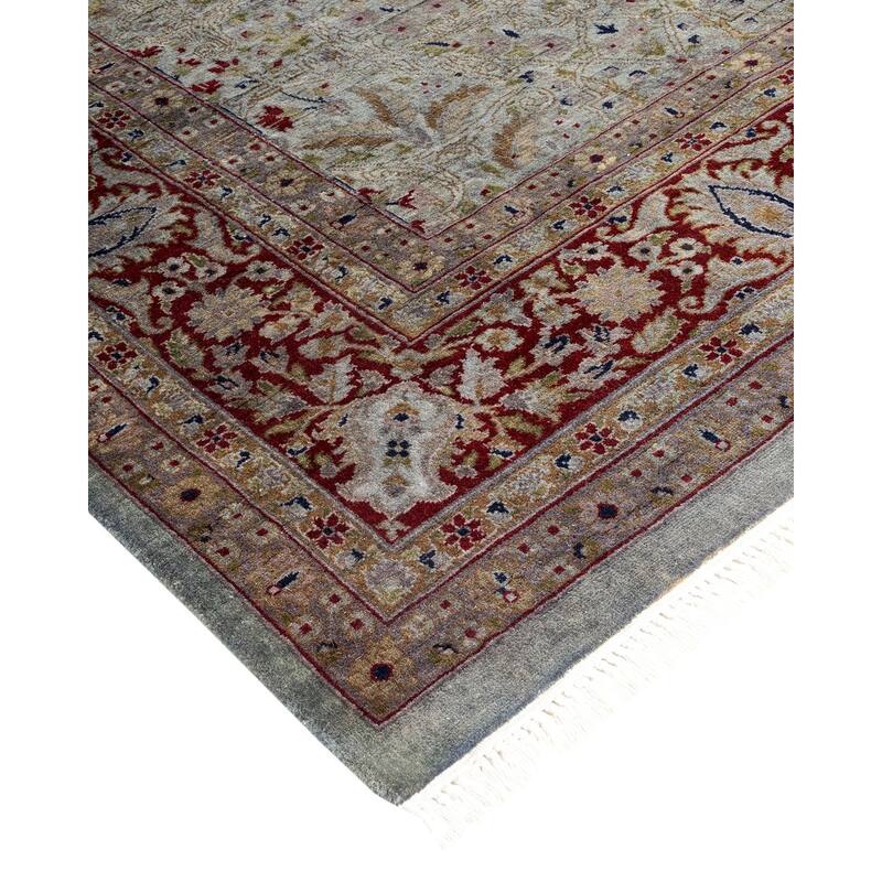 Overton Hand Knotted Wool Vintage Inspired Modern Contemporary Overdyed Gray Square Area Rug - 6' 2" x 6' 5"
