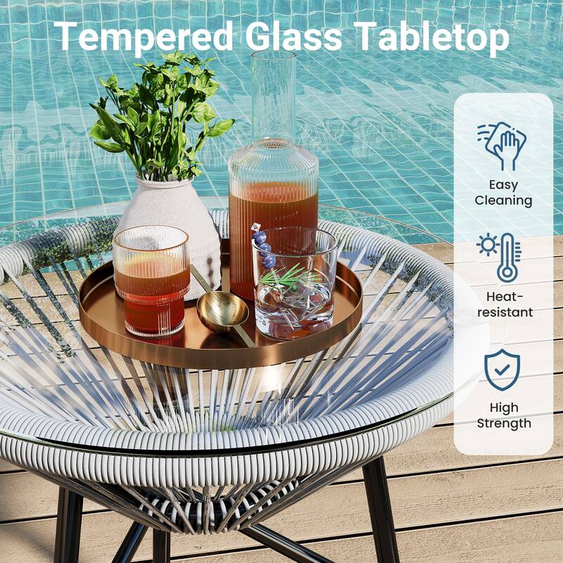 3 Piece Outdoor Acapulco Patio Bistro Set
