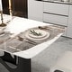 preview thumbnail 21 of 39, Cuve Edge Rectangle Dining Table Kitchen Table, Slate Table Top With Blakc Metal Pedestal