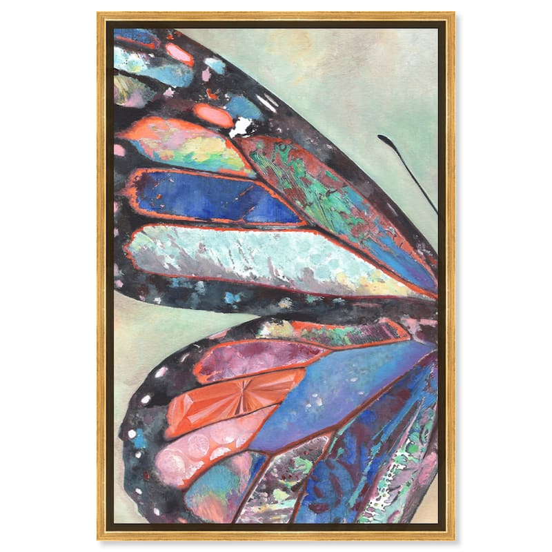 Art Remedy Butterfly Part I Framed Butterfly 1 Piece Canvas Wall Art - 25 x 37 - Gold