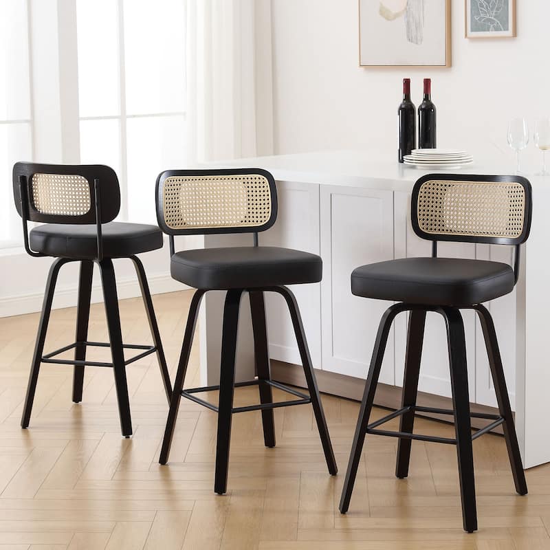 26"/29" Swivel Counter/Bar Stools with Black Bentwood Legs