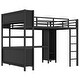 preview thumbnail 50 of 50, All-in-One Metal Loft Bed with L-Shaped Desk & Wardrobe, Bedrooms Bed Frame with Storage Cubes, Shelves, Full-Length Guardrails