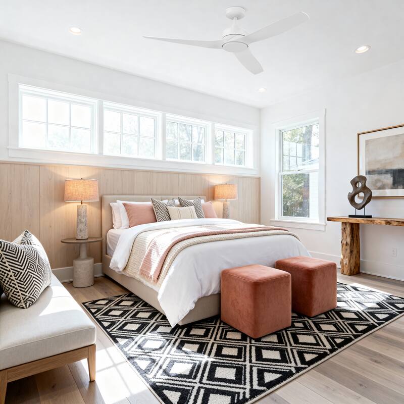 52" Honeywell Lynton White Indoor/Outdoor Damp-Rated Ceiling Fan with Remote Control, 6-Speed BLDC Motor