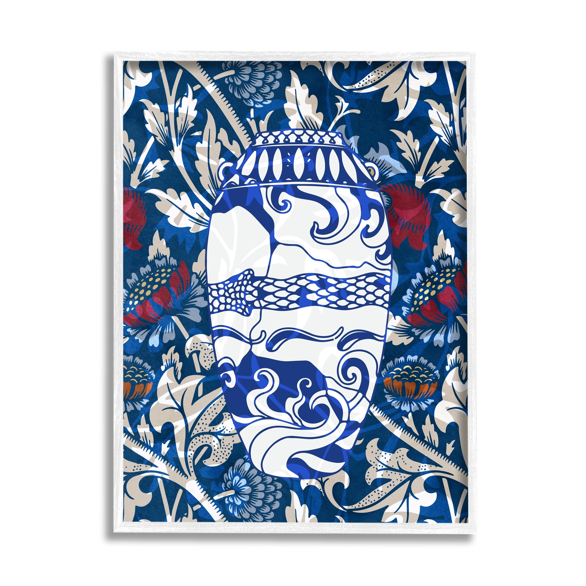 Stupell Baroque Floral Pattern Vase Framed Giclee Art by Lil' Rue