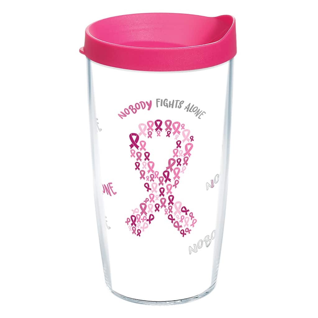 Tervis Pink Ribbon Made in USA Double Walled Insulated Travel Tumbler, Clear