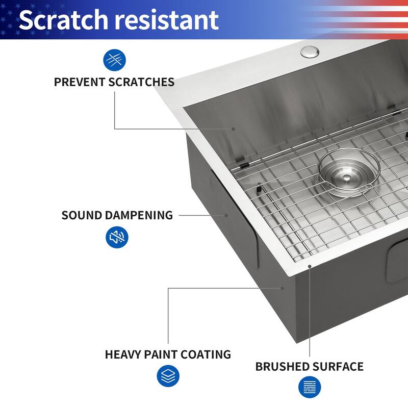 Drop-in Single Bowl Stainless Steel Kitchen Sink