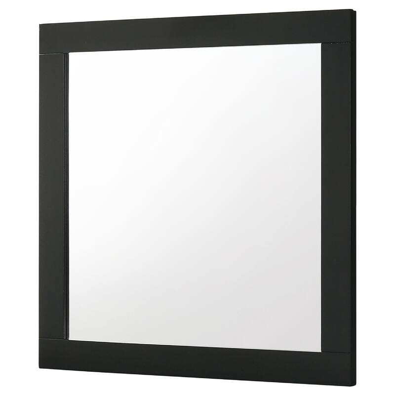 Caer Dresser Mirror, Rectangular Classic Black Asian Hardwood 35 Inch