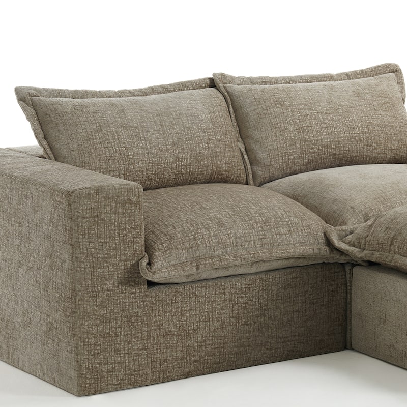 Chenille No Assembly Modular Sectional Sofa Cloud Couch with Ottoman