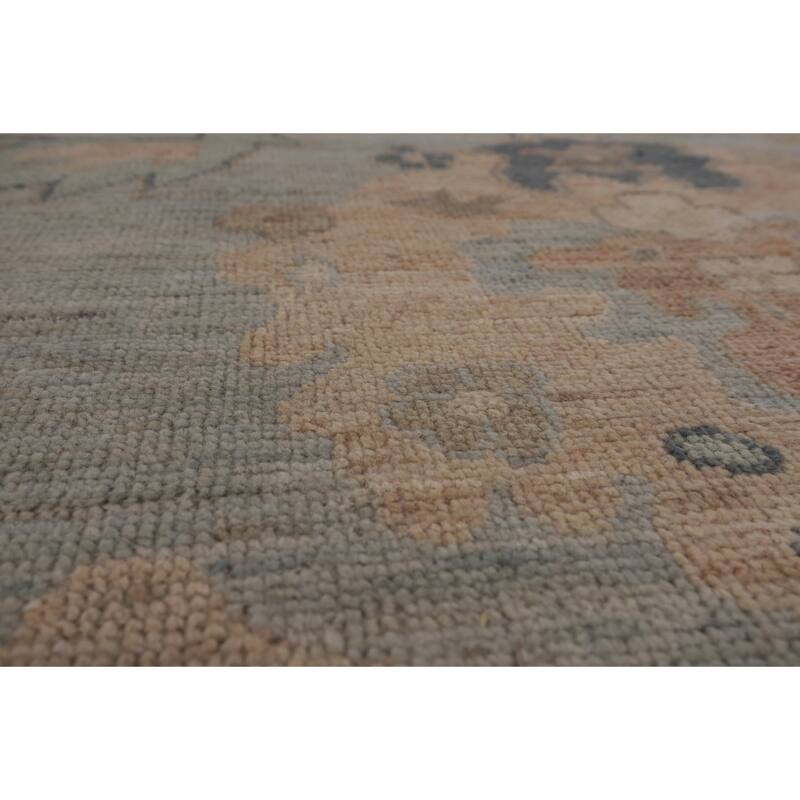 Vegetable Dye Grey Oushak Turkish Rug Hand-Knotted Bedroom Wool Carpet - 9'0"x 12'0"