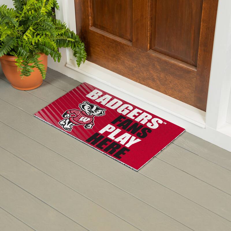 28 in. x 16 in. University of Wisconsin-Madison "Fans Play Here" PVC Door Mat
