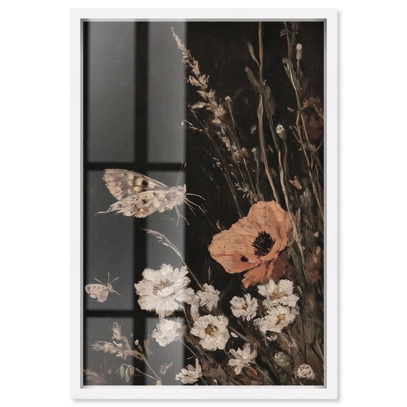 Poppy and Moth II Shadowbox by Art Remedy - White - 20" x 30"