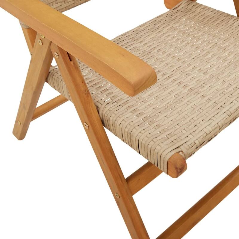 vidaXL Patio Chairs Garden Seating Furniture Solid Wood Acacia and Poly Rattan - 27.6 x 22.4 x 42.9