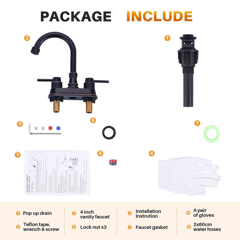 WOWOW 4-inch Dual Handle Bathroom Sink Faucet in Modern