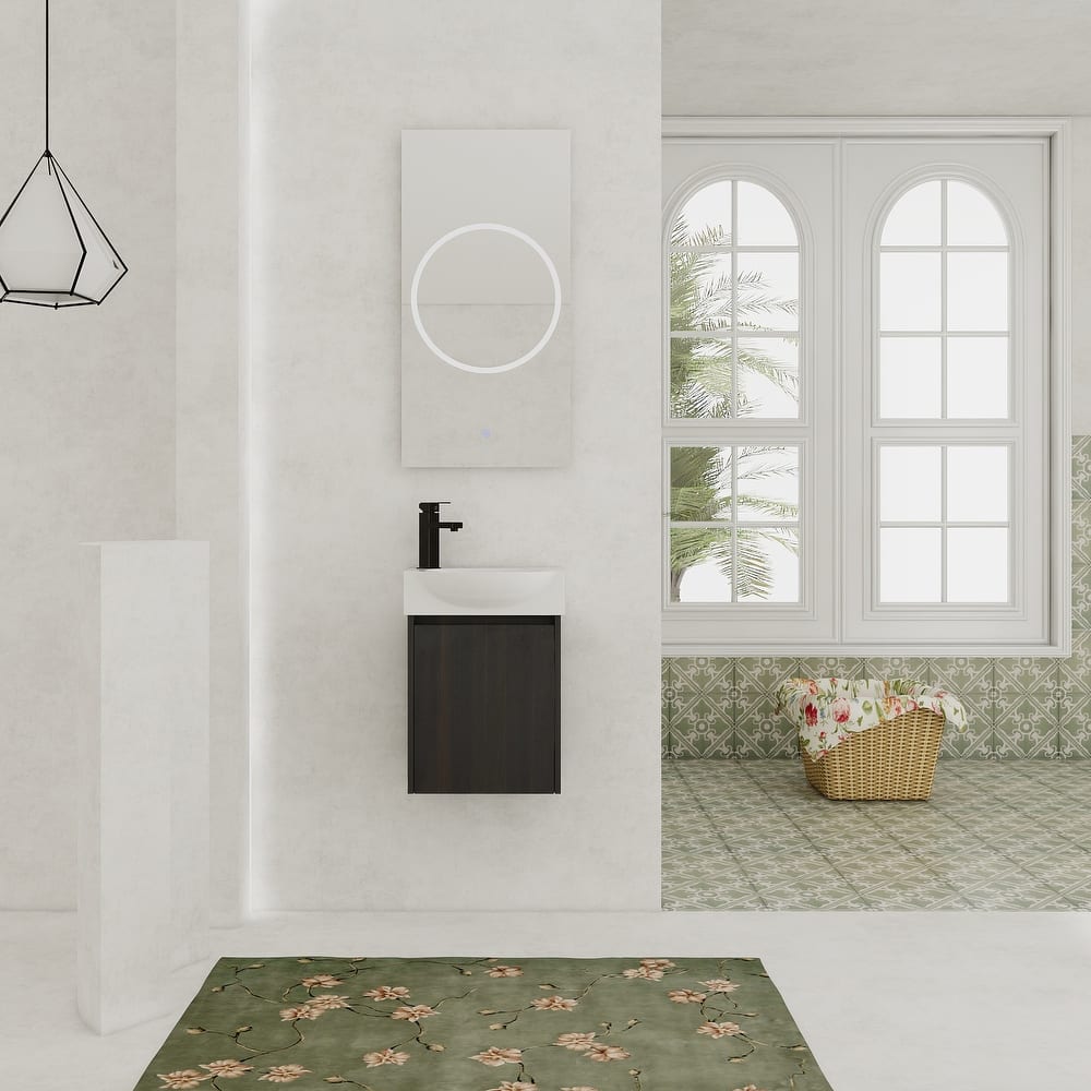 GDFStudio - Levistar Modern Wall-Mounted Bathroom Vanity with Scratch-Resistant Sink & Soft Close Door for Small Space