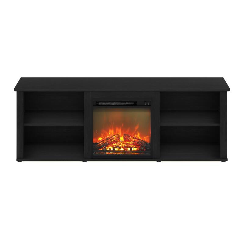 Furinno Classic 70 Inch TV Stand with Fireplace - Americano