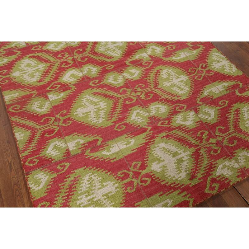 Flat Weave Kilim Indian Area Rug Hand-Knotted Wool Carpet - 4'10"x 7'11"