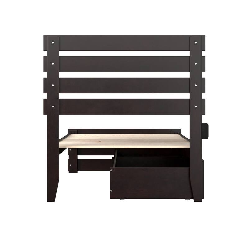 Twin Bed with Footboard & Drawers - Modern Bedroom Furniture - Espresso Finish