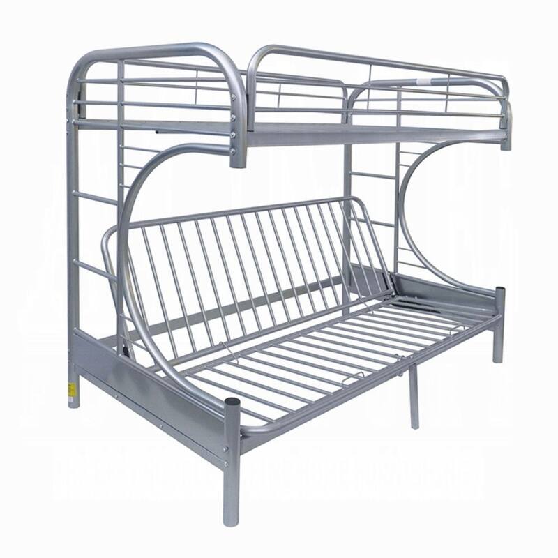 Metal Twin over Full Size Futon Bunk Bed, Silver