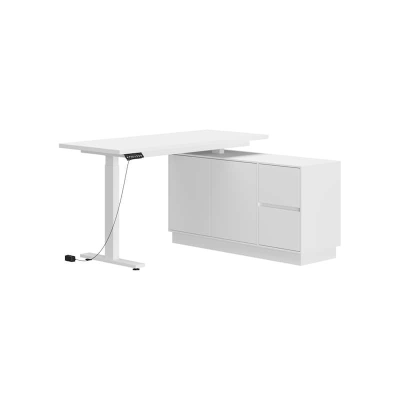 Height Adjustable Standing Desk with Storage Ergonomic Sit-Stand Workstation
