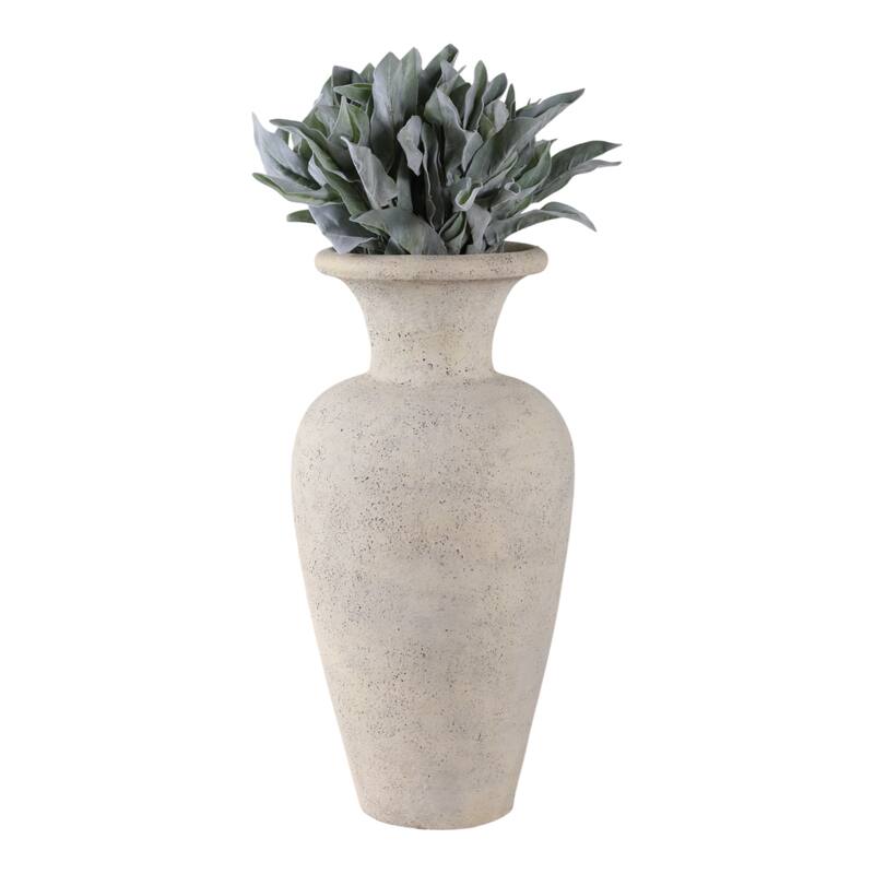 Decorative Vase - Ivory Pottery Rustic Matte Finish, 24"