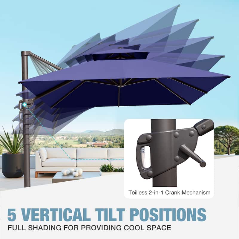 VredHom Outdoor Patio 10 x 13 FT Cantilever Umbrella Double Top