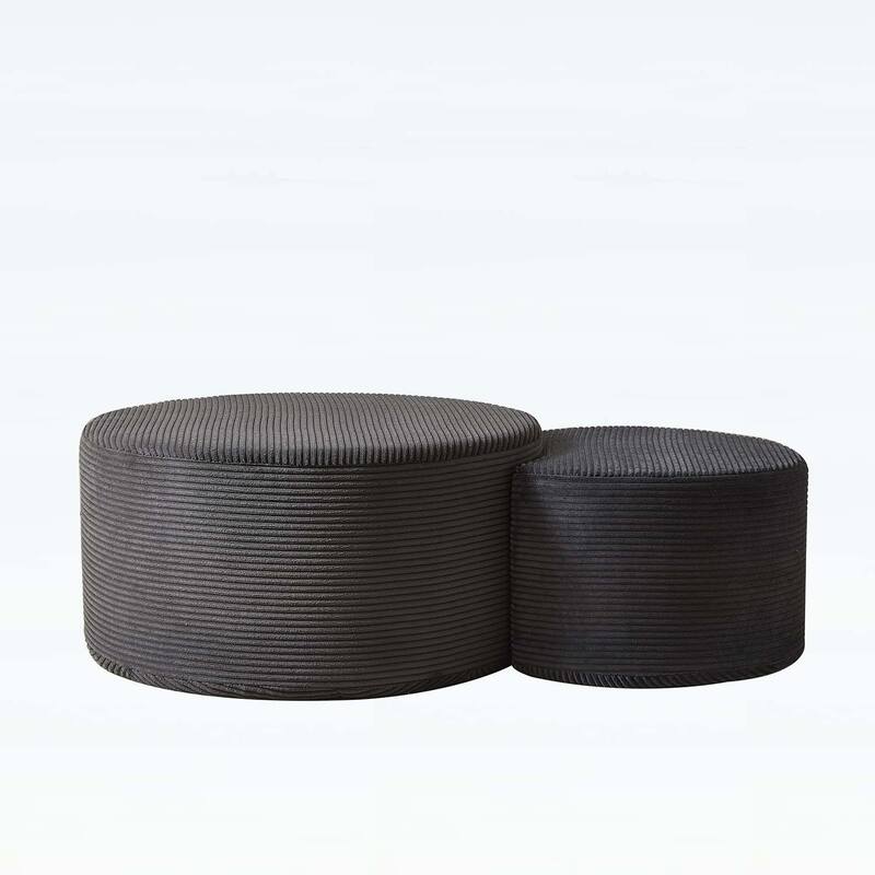 Upholstered Round Tables for Living Room,Set of 2