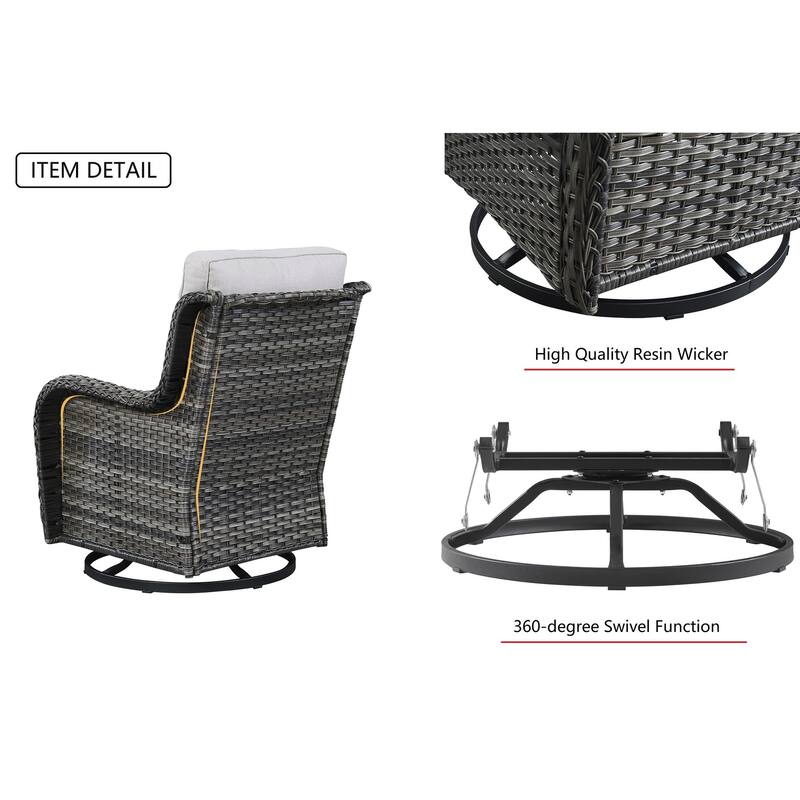 Gymojoy Patio Swivel Chairs Rattan 360 Degree Swivel Chairs Set of 2