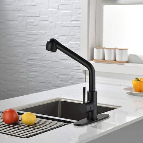 GIVINGTREE Pull-Out Sprayer Kitchen Faucet in Matte Black