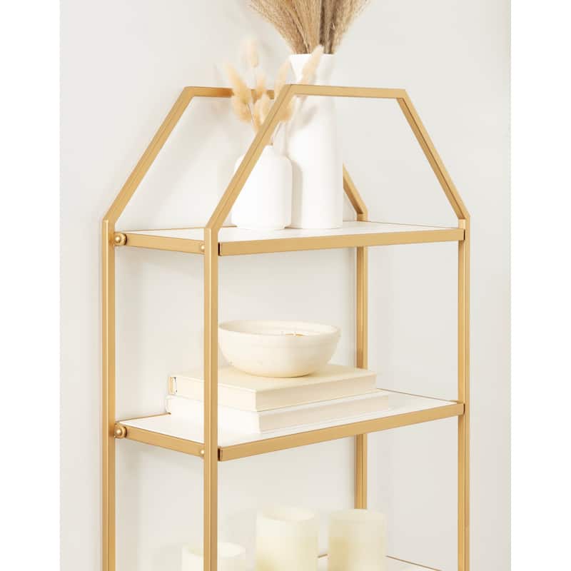 Kate and Laurel Adela Rustic Wood and Metal Wall Shelf