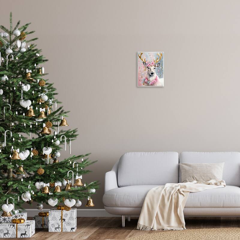 Stupell Ornamental Florals on Deer Wall Plaque Art Design By Tabz Jones
