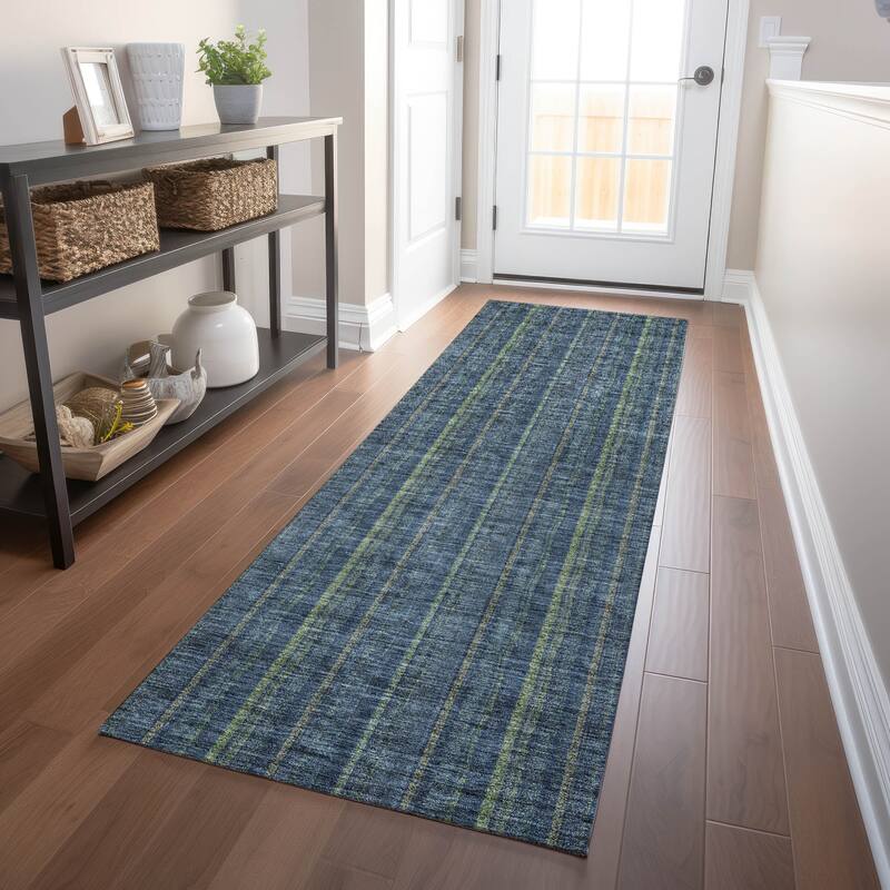 Machine Washable Indoor/ Outdoor Stripe Chantille Rug