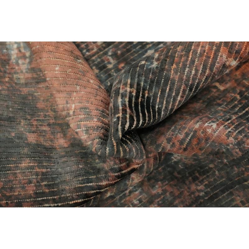 Hand Knotted Oriental Viscose Silk Carpet Modern Abstract Oranges & Rust Abstract Area Rug - 8' 0'' X 5' 1''