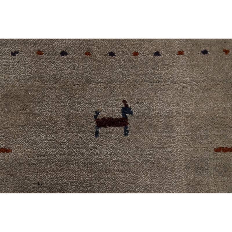 Gabbeh Oriental Area Rug Hand-Knotted Orange Wool Carpet - 5'9" x 7'8"