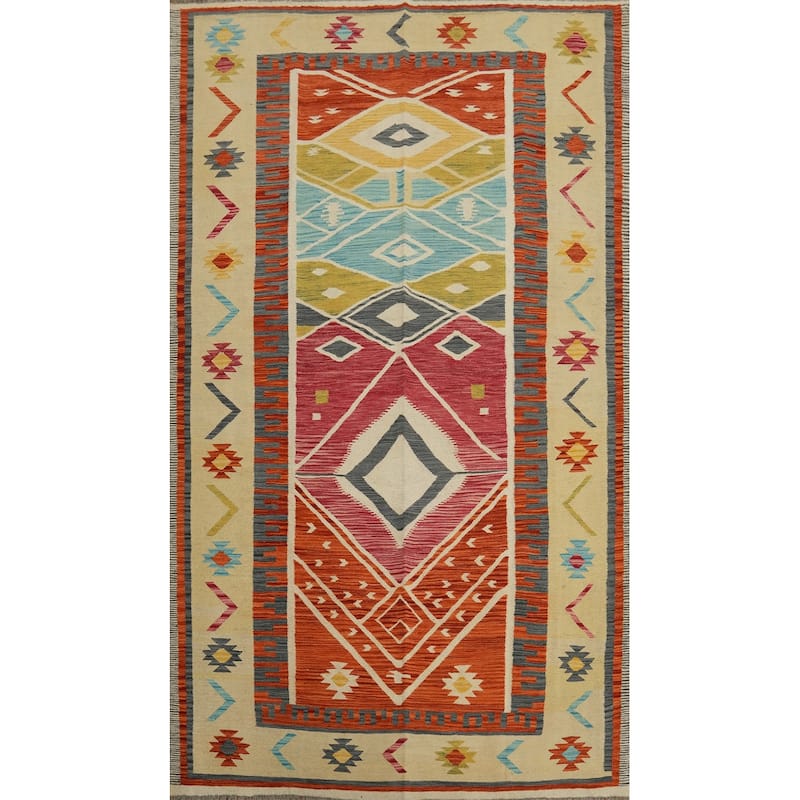 Hand Woven Southwestern Wool Multi-Colored Geometric Area Rug - 9' 10'' X 6' 6''