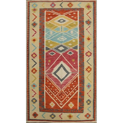 Hand Woven Southwestern Wool Multi-Colored Geometric Area Rug - 9' 10'' X 6' 6''
