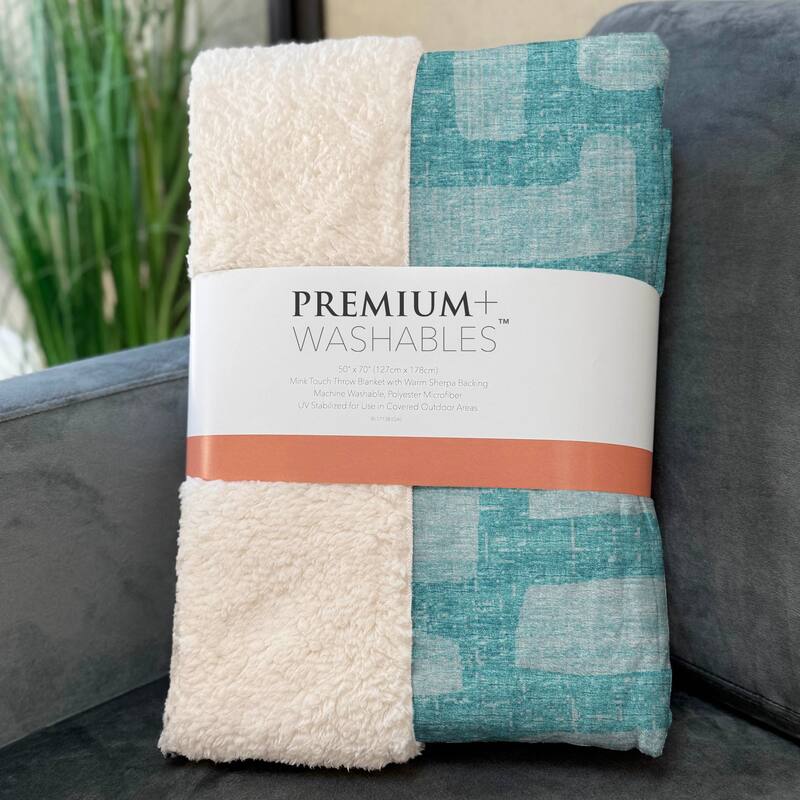 Premium Machine Washable ASB110 Modern Geo Sherpa Throw Blanket