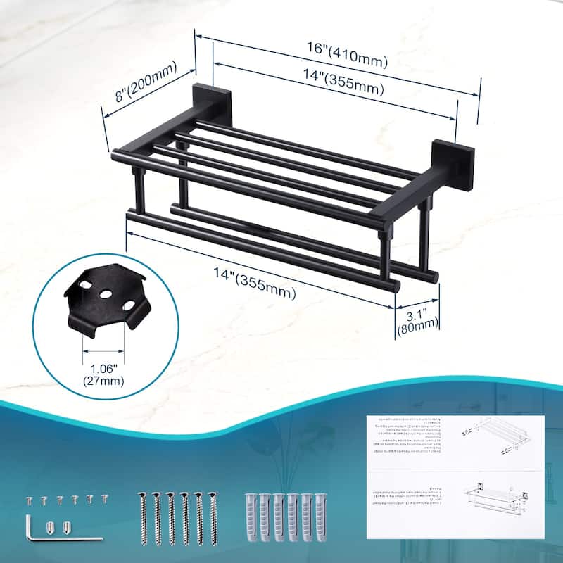 WOWOW Two Towel Holders Wall mounted Towel Rack