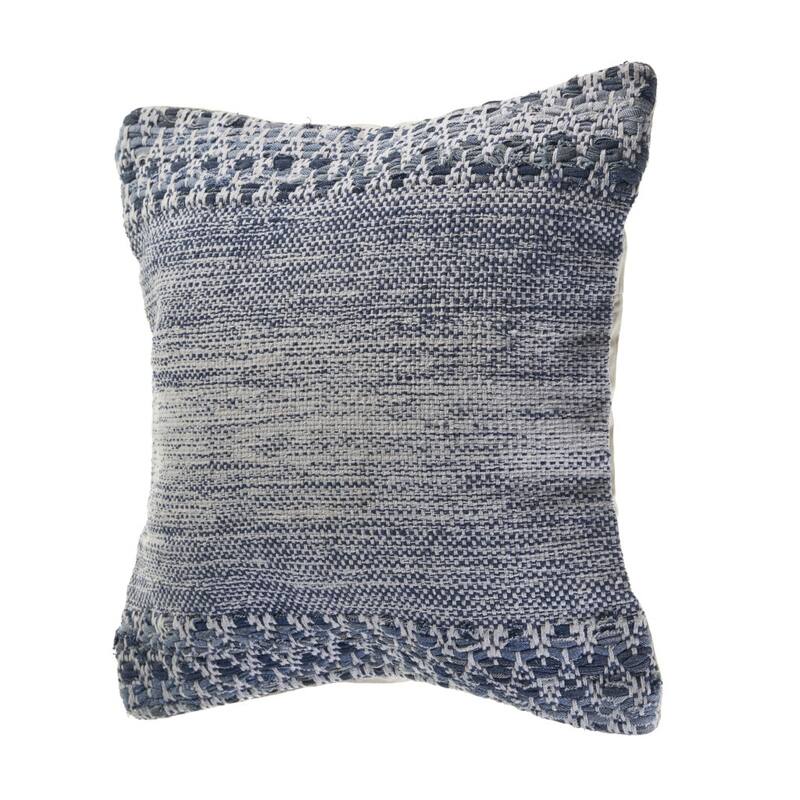 HomeRoots 20" X 20" Blue And Ivory 100% Cotton Chevron Zippered Pillow