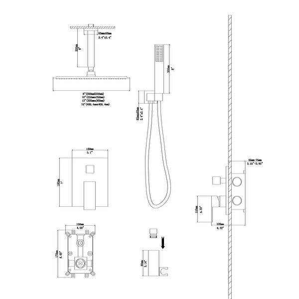 12 Inch Ceiling Mounted Shower System Rain Mixer Shower Combo Set