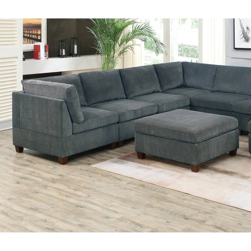 Modular Living Room Furniture Ottoman Ash Chenille Fabric 1pc Cushion Ottoman Couch