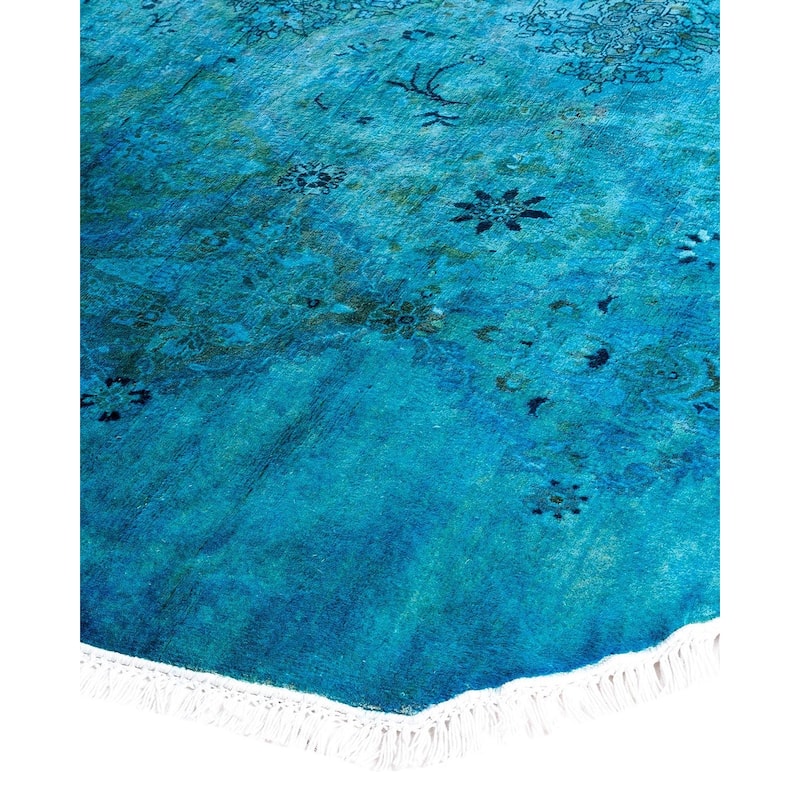 Fine Vibrance One-of-a-Kind Hand-Knotted Area Rug - Blue, 7' 1" x 7' 1" - 7' 1" x 7' 1"