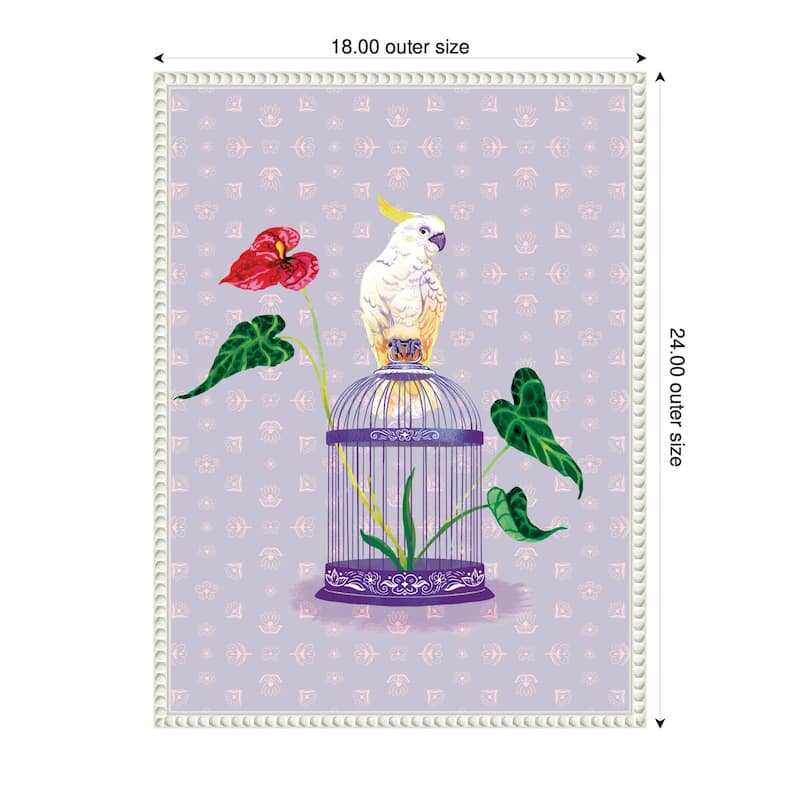 Kate and Laurel Cockatoo and Anthuriums by Lucia Gianello Framed Canvas Wall Art Print