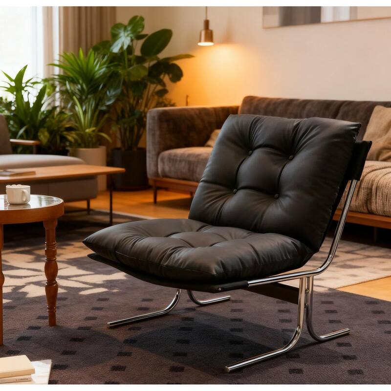 Faux Leather Upholstered Living Room Chair Accent Chair Reading Chair