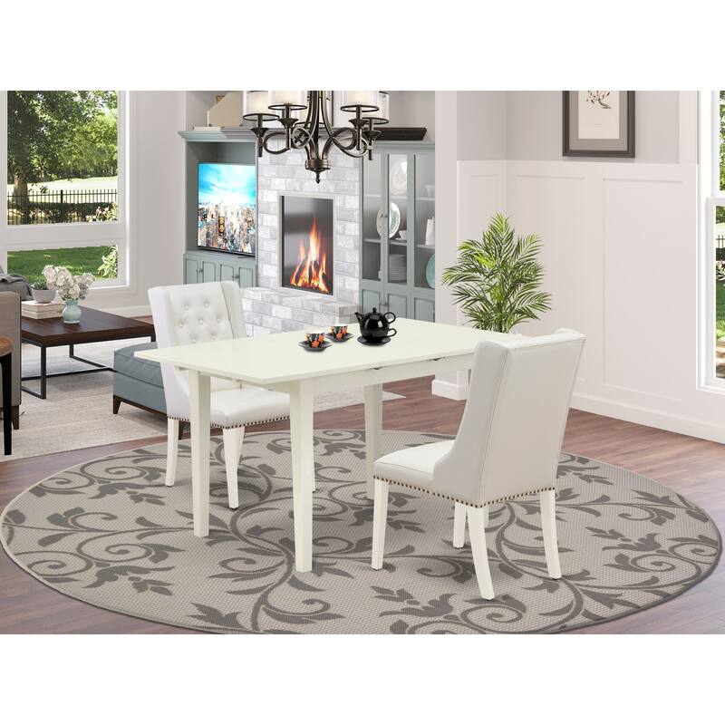 East West Furniture Dining Table Set Contains a Rectangle Dinner Table and Dining Chairs (Pieces And Finish Color Options)