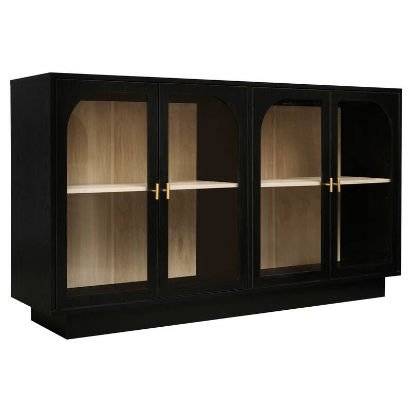 Display Cabinet Storage Cabinet Buffet Sideboard with Acrylic Door & Adjustable Shelves, Black Display Case TV Console Table