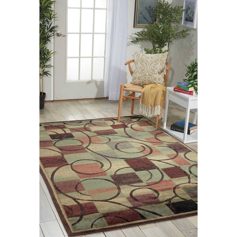 Nourison Expressions Geometric Abstract Cubist Area Rug - 9' 6" x 13' 6" - Brown - Runner/Rectangle