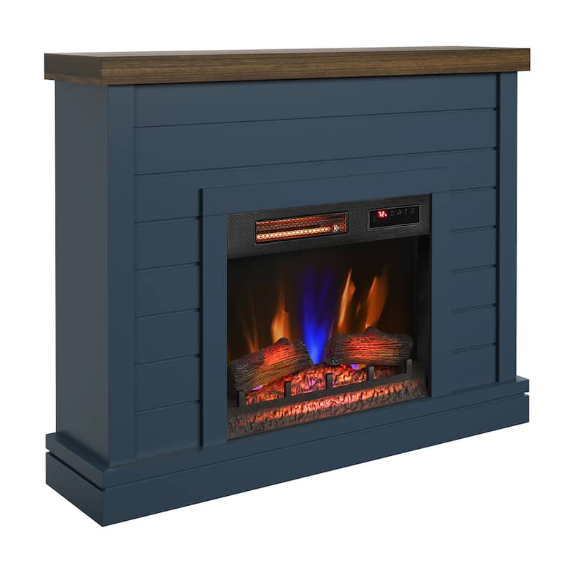 duraflame® Shiplap Wall Mantel Electric Fireplace - Fontana Blue
