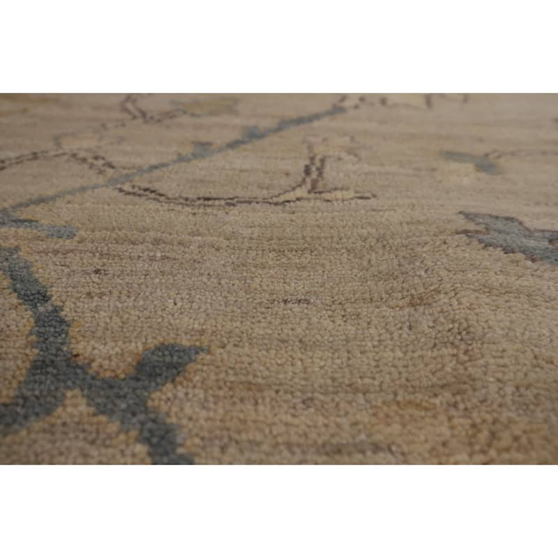 Oushak Turkish Area Rug Beige Hand-Knotted Wool Carpet - 8'1"x 10'1"