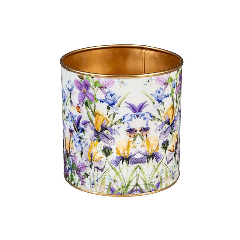 10" Golden Lilac Metal Planters, Set of 3