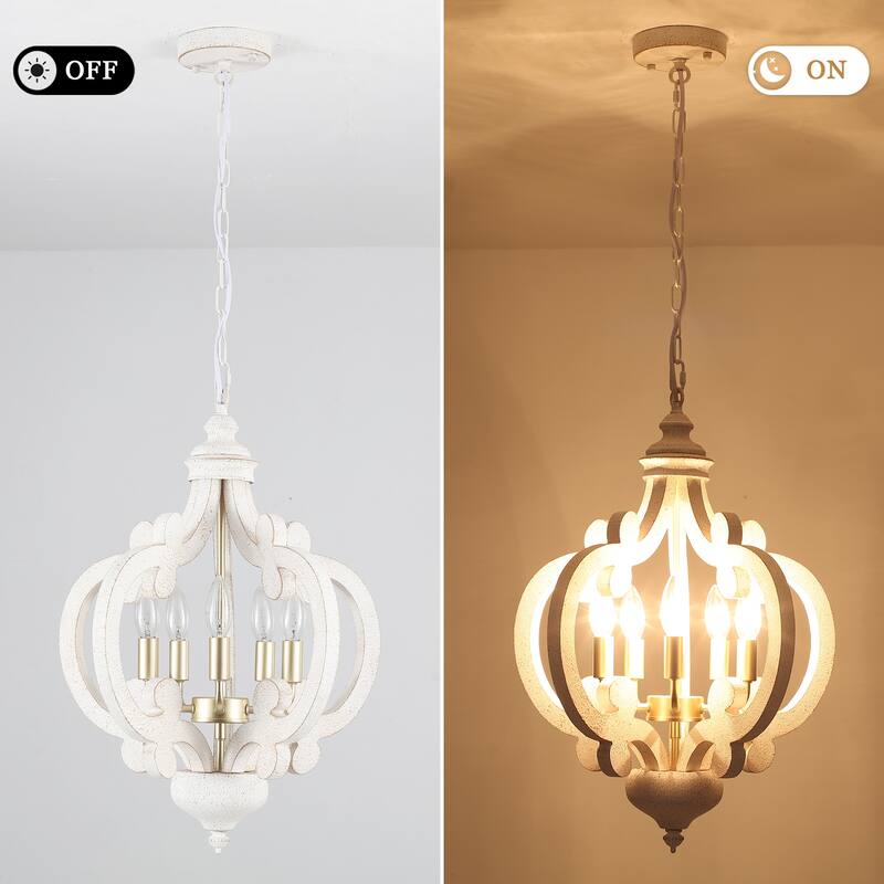 5-Light W17.71" x H78.74" Rustic Lantern Chandeliers for Dining Room